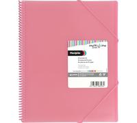 Grafoplás Classeur pochettes en plastique A4 Rose clair 30 pochettes transparentes en polypropylène extra spirale PVC Maxiplás Multiline Parfait pour classer des documents et des notes
