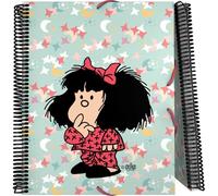 Grafoplas Classeur scolaire à pochettes transparentes A4 Couverture souple 30 doublures en polypropylène Mafalda Pyjama, Maxiplás, parfait pour organiser vos fournitures scolaires et classer vos