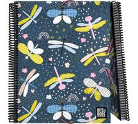 Grafoplas Classeur scolaire à pochettes transparentes A4, spirale PVC, couverture souple, 30 doublures en polypropylène, collection Design Bits&Bobs Pop Up Design Dragon Fly, Maxiplás