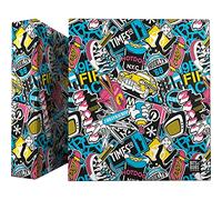 Grafoplás | Classeur scolaire A4 | 4 anneaux mixtes 40 mm | Collection Bits&Bobs Pop Up Design | New York City | Certifié FSC
