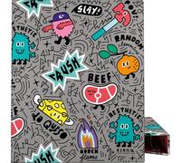 Grafoplas Classeur scolaire A4 avec 4 anneaux 25 mm, design aléatoire par Elena Corredoira, type d'anneaux mixtes (forme D), certifié FSC, couverture rigide, plastifié brillant, parfait matériel