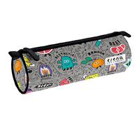 Grafoplás Elena Corredoira Grande Trousse Scolaire Ronde en Polyester, 22 x 8 cm, Fermeture éclair avec poignées, matériel Scolaire, Gris, 22x8cm, Trousse Ronde à 1 Compartiment