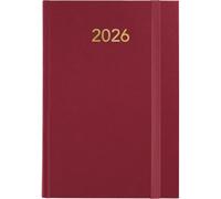 Grafoplas Florence Agenda annuel 2026 1 jour par page Bordeaux 14,5 x 21 cm Couverture rembourrée vinyle, élastique de fermeture verticale, point de lecture, annuel, parfait pour organisation au