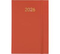 Grafoplas Florence Agenda annuel 2026 1 jour par page Orange 14,5 x 21 cm Couverture rembourrée vinyle, élastique de fermeture verticale, point de lecture, annuel, parfait pour organisation au bureau