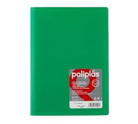 Grafoplas I Classeur avec pochettes en plastique I 10 pochettes transparentes Format DIN A4 Vert I Série Polyplas Opaque I Fabriquées en Espagne I Couvercles flexibles Grande capacité de stockage