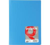 Grafoplas I Classeur avec pochettes en plastique I 20 pochettes transparentes I Format DIN A4 Bleu ciel I Série Polyplas Opaque I Fabriquées en Espagne I Couvercles flexibles I Grande capacité de