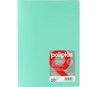 Grafoplas I Classeur avec pochettes en plastique I 20 pochettes transparentes I Format DIN A4 Vert menthe I Série Polyplas Opaque I Fabriquées en Espagne I Couvercles flexibles Grande capacité de