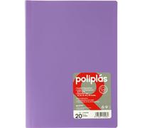Grafoplas I Classeur avec pochettes en plastique I 20 pochettes transparentes I Taille Folio Lavande I Série Polyplas Opaque I Fabriquées en Espagne I Couvercles flexibles Grande capacité de rangement