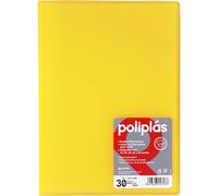 Grafoplas I Classeur avec pochettes en plastique I 30 pochettes transparentes I Format Folio Jaune Soft I Série Polyplas translucide I Fabriqué en Espagne Grande capacité de stockage