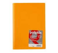 Grafoplas I Classeur avec pochettes en plastique I 40 pochettes transparentes Format DIN A4 Mandarine I Série Polyplas Opaque I Fabriquées en Espagne I Couvercles flexibles Grande capacité de