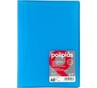 Grafoplas I Classeur avec pochettes en plastique I 40 pochettes transparentes I Taille Folio Bleu Soft I Série Polyplas translucide I Fabriqué en Espagne Grande capacité de stockage