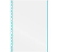 Grafoplas Lot de 10 pochettes en plastique pour feuilles, verre, bord bleu pastel, polypropylène supplémentaire, dos renforcé, parfait pour classeur à anneaux