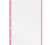 Grafoplas Lot de 10 pochettes perforées avec bord rose pastel 16 trous Finition verre Polypropylène Extra Dos renforcé Parfait matériel scolaire pour classeur