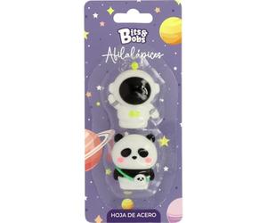 Grafoplas - Lot de 2 taille-crayons Bits&Bobs Astro-Panda, avec lame en acier, pack scolaire parfait pour la rentrée scolaire et comme cadeau d'anniversaire et de fêtes d'enfants