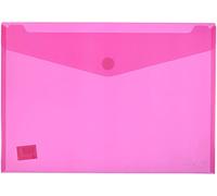 Grafoplas - Lot de 5 enveloppes en plastique A6, fermeture textile adhésive, couleur rose fuchsia, multiligne, 16 x 12 cm, polypropylène verre rayé translucide, parfait pour les petits documents