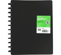 Grafoplas Lot de 50 pochettes transparentes format A4 avec couverture rigide, mécanisme à disques, intercalaire et remplacement rapides, parfait pour le bureau