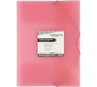 Grafoplás Lot de 6 chemises 3 rabats | Format folio | Rose clair pastel | Trois rabats | Polypropylène rayé vertical | Fermeture élastiques | Multiline | Parfait pour écoliers et professionnels