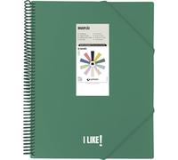 Grafoplas Lot de 60 pochettes transparentes en plastique A4, maxiplas Like, vert foncé, à spirales en PVC, parfaites pour classer du matériel scolaire et de bureau