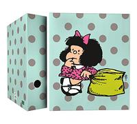 Grafoplas Mafalda Dots Classeur à anneaux A4, 4 anneaux mixtes 40 mm, doux au toucher, certifié FSC, couverture rigide avec plastification souple, parfait matériel scolaire pour archives