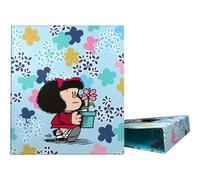 Grafoplás Mafalda Lively Classeur à anneaux A4, 4 anneaux mixtes 40 mm, doux au toucher, certifié FSC, couverture rigide, parfait matériel scolaire pour archives