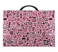 Grafoplas - Mallette scolaire avec poignée et fermeture à broche, en polypropylène, format folio, 24,5 x 34,5 x 4 cm, motif I Love You Bits & Bobs Pop Up Design, parfaite pour vos cours