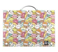 Grafoplas - Mallette scolaire avec poignée et fermeture à broche, taille folio, 24,5 x 34,5 x 4 cm, polypropylène, Kawaii Bits & Bobs, parfaite pour vos cours supplémentaires scolaires