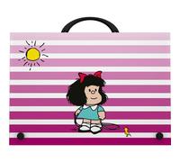 Grafoplás - Mallette scolaire Mafalda Birdie, poignée et fermeture à broche, polypropylène, format folio, 24,5 x 34,5 x 4 cm, parfaite pour activités extrascolaires