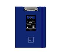 Grafoplas Porte-bloc avec pince A4 + Couvercle et fermeture en caoutchouc Bleu Unequal Minimal Dos courbé Ouverture 360° Résistant et ultra léger Clip métallique Polyfoam Recyclable Idéal pour les