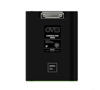 Grafoplas Porte-bloc avec pince A4 + Couvercle et fermeture en caoutchouc Noir