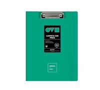 Grafoplas Porte-bloc avec pince A4 + Couvercle et fermeture en caoutchouc Turquoise Minimal Dos courbé Ouverture 360° Résistant et ultra léger Clip métallique Polyfoam Recyclable pour bureaux