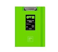 Grafoplas Porte-bloc avec pince A4 + Couvercle et fermeture en caoutchouc Vert