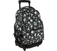 Grafoplas | Sac à Dos avec Chariot | Roues Doubles | 52 x 37 x 25 cm | Modèle Roller | Collection Elements | Design par Elena Corredoira | Parfait matériel Scolaire pour Enfants et primaires, Noir,