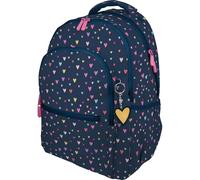 Grafoplás - Sac à dos scolaire à trois compartiments, 33 x 46 x 22,5 cm, 30 litres, zone rembourrée pour ordinateur portable, modèle Roomy, motif cœurs, Bits & Bobs Pop Up Design, parfait pour le