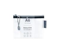 Grafoplás Sac avec fermeture éclair EVA A6 | Fabriqué en caoutchouc EVA transparent | Fermeture éclair de couleur noire | Parfait pour transporter tout type d'articles, petits documents ou fournitures