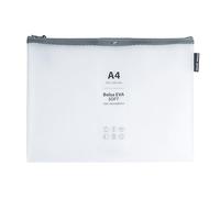 Grafoplás Sac avec fermeture éclair EVA Soft A4 | Couleur blanche | Toucher doux | Zipper Bag fabriqué en caoutchouc EVA transparent | Parfait pour protéger et transporter des documents, téléphones,