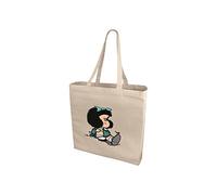 Grafoplás Sac fourre-tout Mafalda Grand avec soufflet | Tissu | Coton 220 g | 38,5 x 40,5 x 9,5 cm | Poignées 30 cm | Poids max. 8 kg, Blanche, 38,5x40,5x9,5cm, Unique