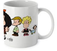 Grafoplás - Tasse avec poignée facile à saisir, Mafalda Amis, céramique, capacité 330 ml, 9,5 x 8 cm, parfait pour vos boissons, idéal comme cadeau