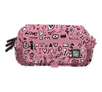 Grafoplas - Trousse d'écolier à 3 Compartiments avec Inscription « Bits&Bobs I Love You » - 23 x 10 x 10 cm - Organiseur de Fournitures Scolaires - avec Rabat de Fermeture et Planification