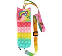 Grafoplás Trousse en Silicone Pop It Licorne Bubbles | Bits & Bobs | 19 x 6,5 x 4 cm | Toucher Doux et Flexible | Sangle bandoulière réglable Amovible | Matériel Scolaire Anti-Stress pour Enfants | 1