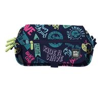 Grafoplas Trousse Scolaire 3 Compartiments Bits&Bobs Beach 23 x 10 x 10 cm avec Fermeture et horaire hebdomadaire, Grande capacité, Bande pour Chariot à Dos