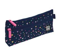 Grafoplás - Trousse Scolaire Plate, Collection Hearts, Bits & Bobs Pop Up Design, 2 Poches, 23 x 10 cm, Compartiments avec Fermeture éclair, poignées Ouverture Facile, matériel Scolaire, Bleu