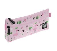 Grafoplás - Trousse Scolaire Plate Collection Tropical, Bits & Bobs Pop Up Design, 2 Poches, 23 x 10 cm, Compartiments avec Fermeture éclair, poignées Ouverture Facile, matériel Scolaire, Rose