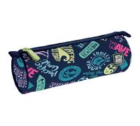 Grafoplás - Trousse Scolaire Ronde, en Polyester, Grande Taille, 22 x 8 cm, Collection Beach Bits&Bobs Pop Up Design, Fermeture éclair avec poignées, matériel Scolaire