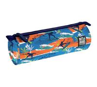 Grafoplás | Trousse scolaire ronde | Grande | 22 x 8 cm | Fermeture éclair avec poignées | Polyester | Hawaii | Bits & Bobs Pop Up Design Matériel scolaire, Bleu/orange, 22x8cm, Trousse scolaire ronde