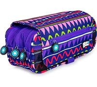 Grafoplás Zigzag, Trousse Scolaire 3 Compartiments pour Enfants, imprimé, 23 x 10 x 10 cm, Imprimé, 23x10x10cm, Trousse Scolaire Trois Compartiments avec Rabat
