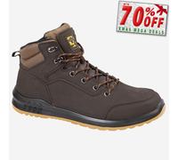 Grafters Action Hommes Protection Sécurité Cuir Bottes à Lacets Marron