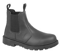 Grafters Chelsea Dealer Bottines de travail à enfiler en cuir pour homme Taille 39-42, Noir , 49 EU