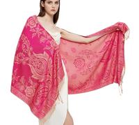 Gragengs Châle pashmina avec cachemire ethnique deux tons jacquard écharpe pour femme, Cachemire-fuchsia, taille unique
