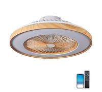 Grain De Bois Ventilateur De Plafond Avec Telecommande Silencieux Timer 2H Round Plafonnier Ventilateur De Plafond Dimmable 6 Vitesses Lustre Ventilateur De Plafond Intelligent Moteur DC-60cm