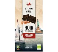 GRAIN DE SAIL - Chocolat Noir Bio au Caramel Fondant et Fleur de Sel, Saveur Intense (Tablette 100g) - Le Lot De 3